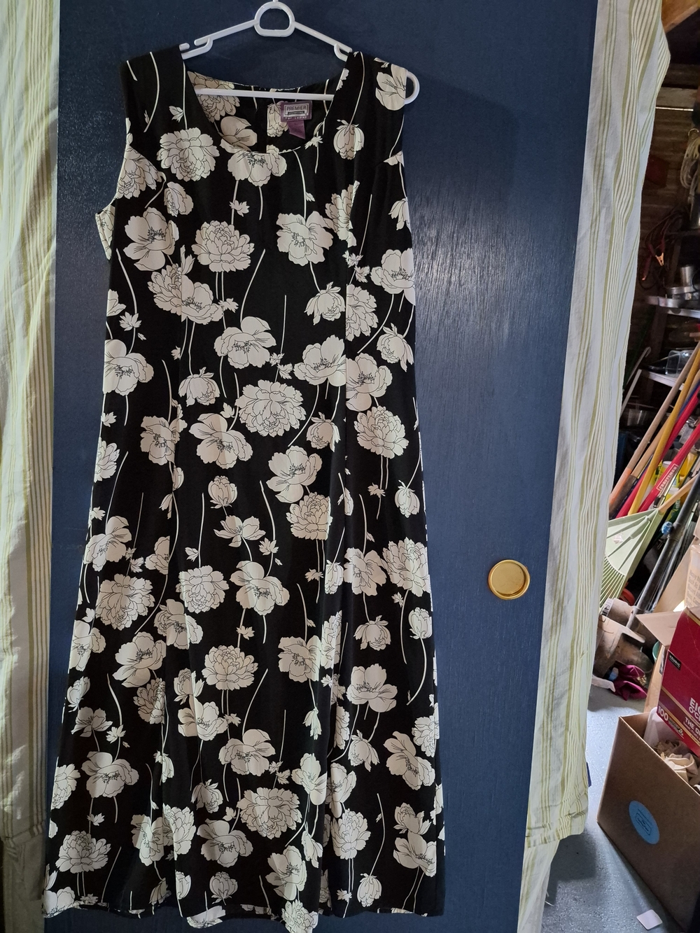 Preview International Black Midi Dress with Cream Floral Print